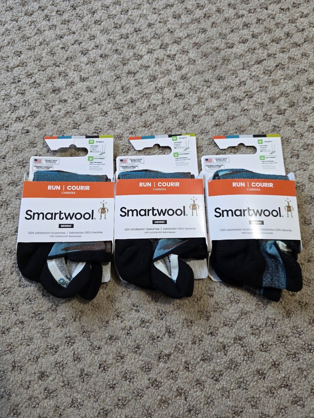 Smartwool Men’s No-Show Athletic Socks in Black and Teal (3-Pack)